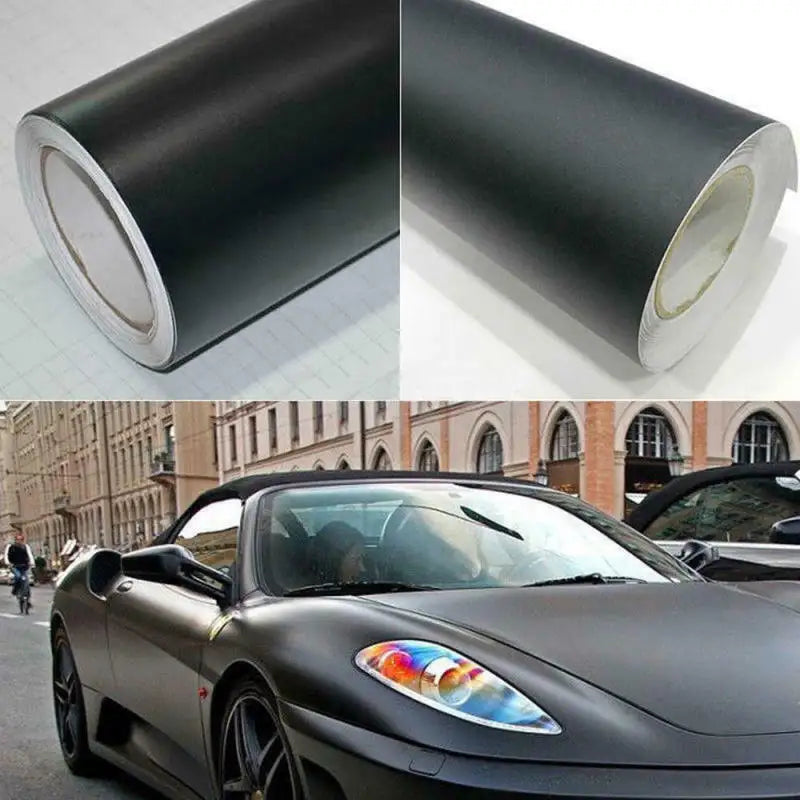 10/20/30/40/50X152CM Adhesive Matte Black Satin Metallic Viny Film Car Wrap Foil Vehicle Car Sticker Wrapping Air Free Bubble