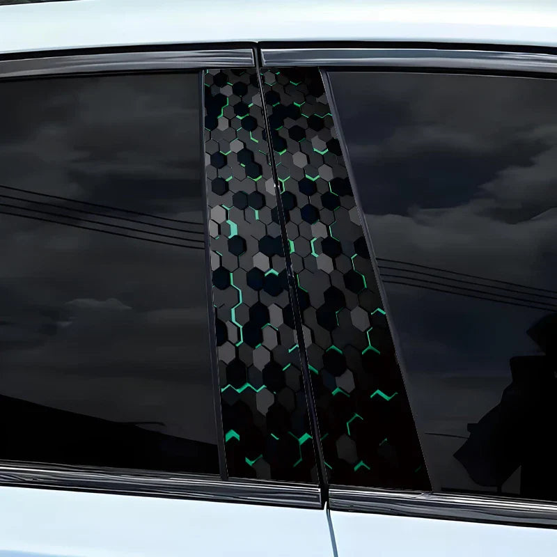 2pcs 50x25cm Honeycomb Car Stickers Car B-pillar Vinyl Decals Waterproof Auto Center Pillar Sticker Cover Scratches