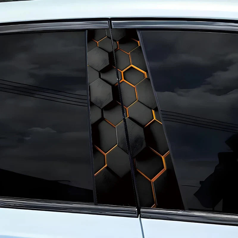 2pcs 50x25cm Honeycomb Car Stickers Car B-pillar Vinyl Decals Waterproof Auto Center Pillar Sticker Cover Scratches