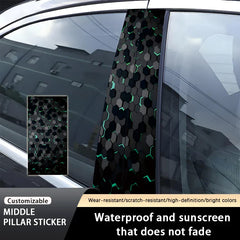2pcs 50x25cm Honeycomb Car Stickers Car B-pillar Vinyl Decals Waterproof Auto Center Pillar Sticker Cover Scratches